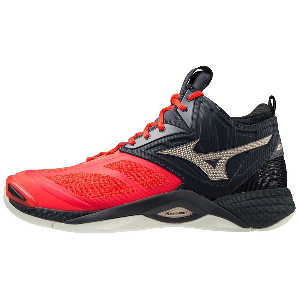 Mens Mizuno Wave Momentum 2 Mid Volleyball Shoes Red/Gold Philippines (CWAVID371)